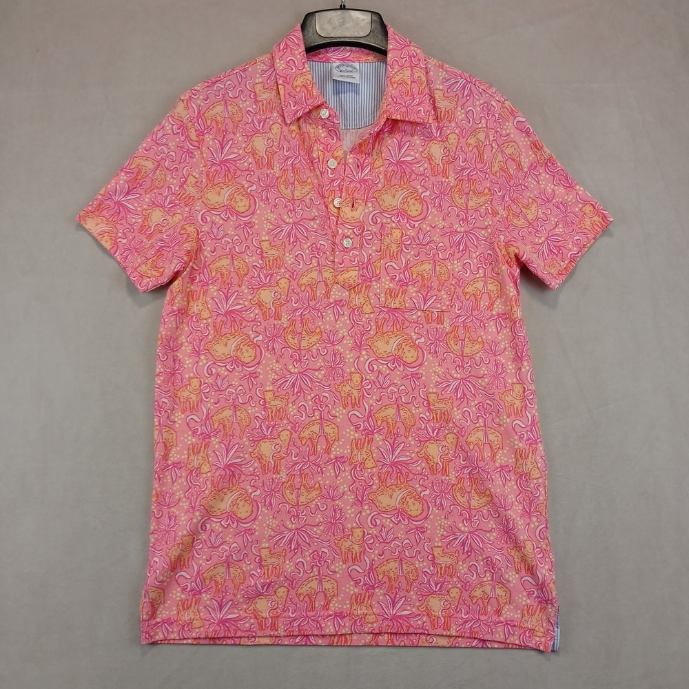 Brooks Brothers Small Mens Polo Shirt Pique Knit Floral 18x27 (XS)